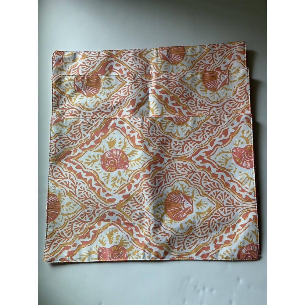 Tahari Home Place Table Mats Set of 3 Orange White Shells